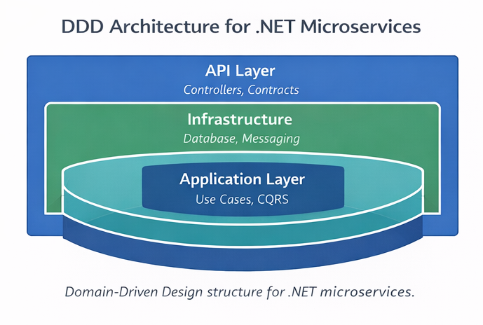 Domain-driven design microservice architecture in .NET with domain, application, and infrastructure layers